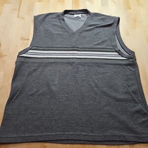 Vintage Wooden Dog Brand Size XL Dark Gray With White Stripe Sleeveless Vest